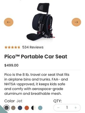 Kids Black Booster Car Seat Cushion with Headrest